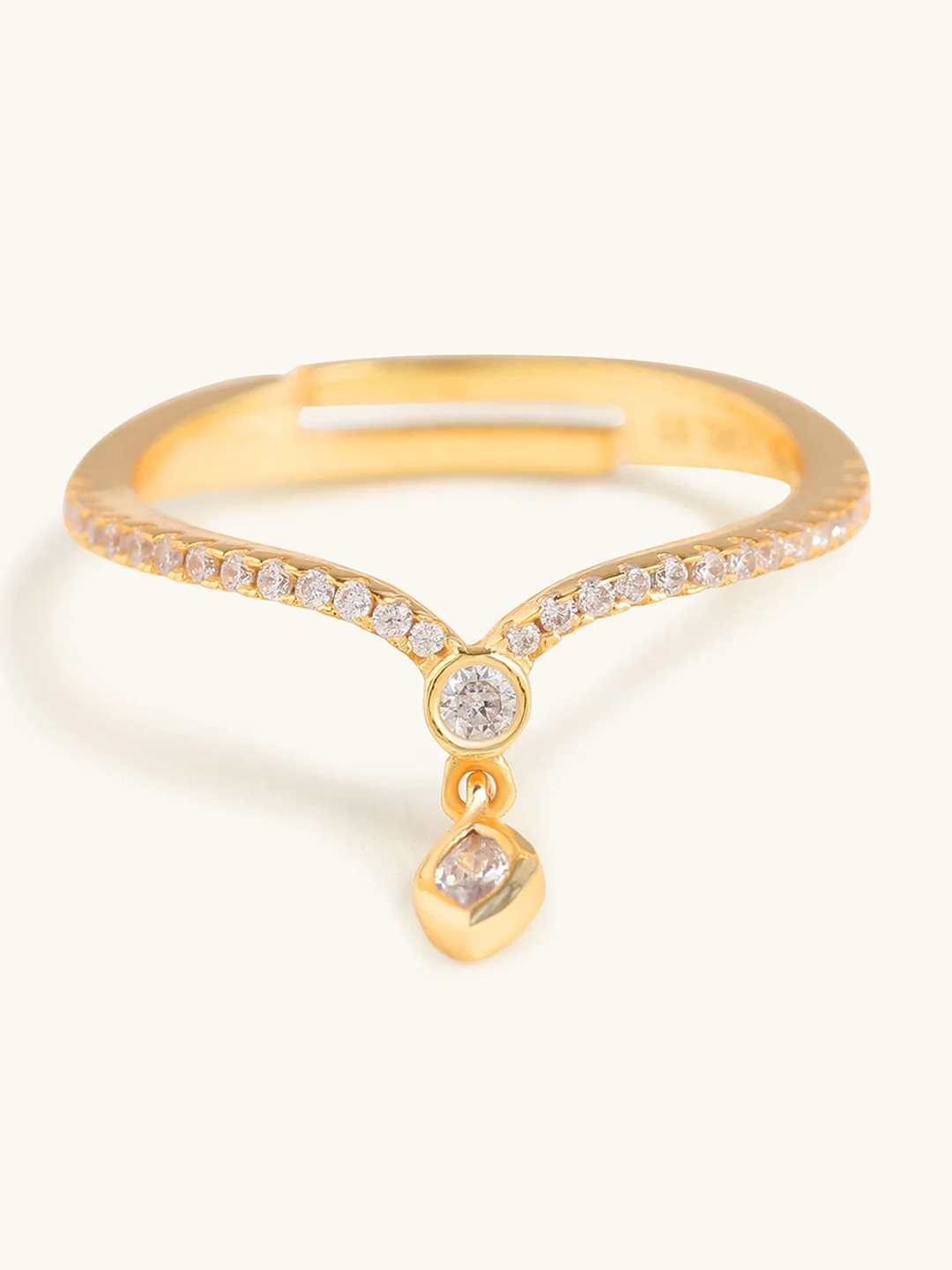 

Mabel Gold-Plated Cubic Zirconia-Studded 92.5 Sterling Silver Adjustable Ring