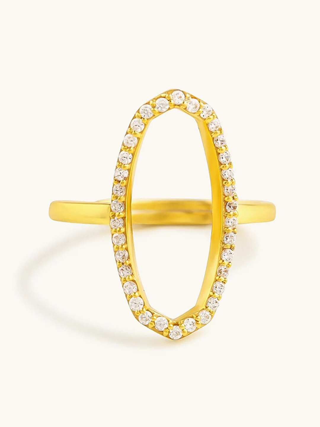 

Mabel 925 Sterling Silver 18 Karat Gold Plated Octagon Statement Adjustable Ring