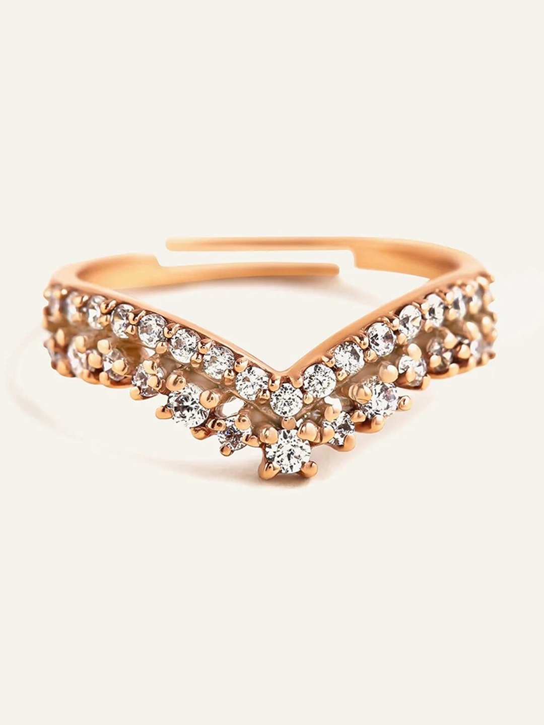 

Mabel 925 Sterling Silver Rose Gold Plated Tiara Adjustable Ring