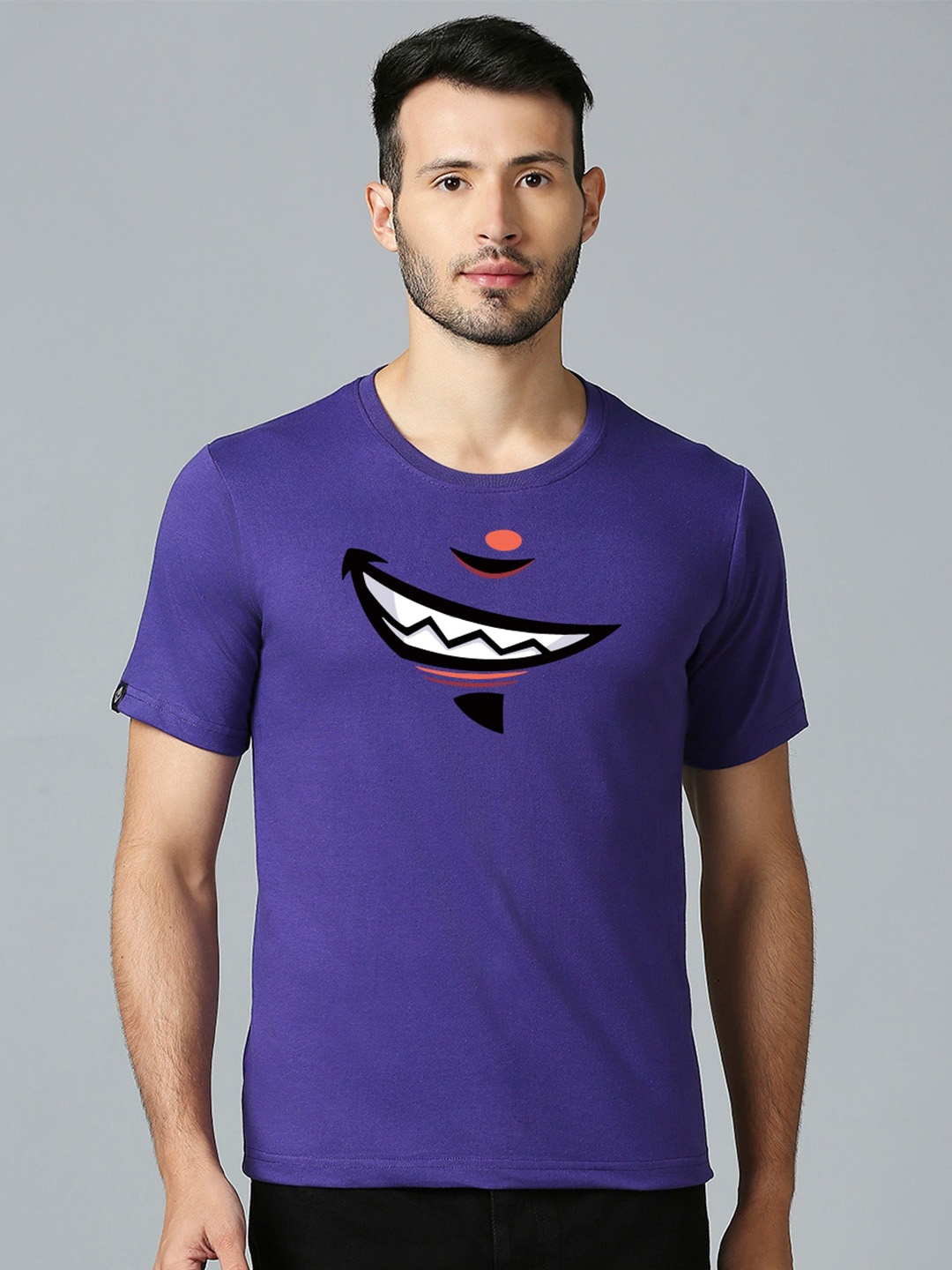 

MOD ECRU Unisex Graphic Printed Round Neck Cotton Casual T-shirt, Purple