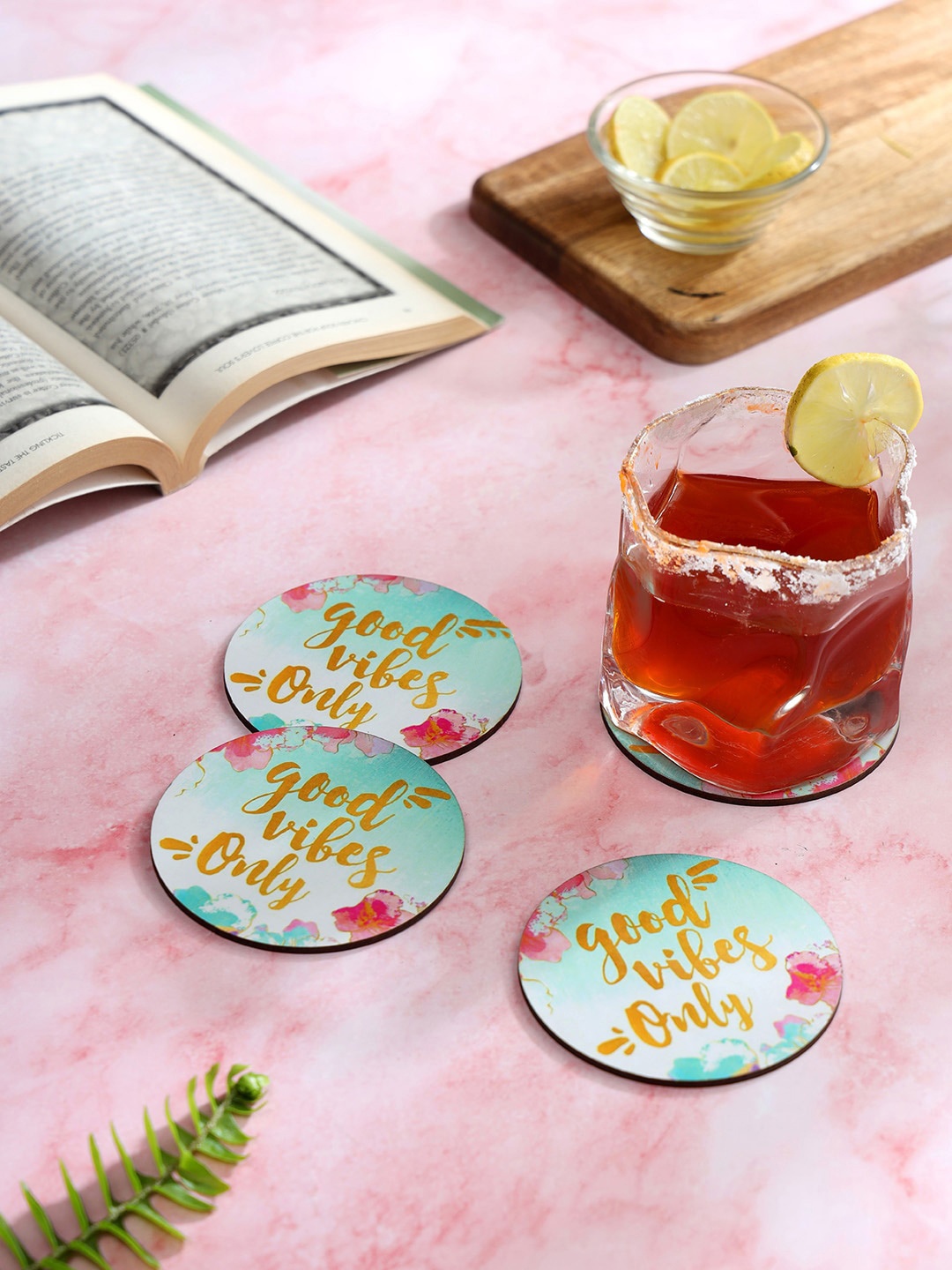 

DULI Green 4 Pieces Printed Coasters