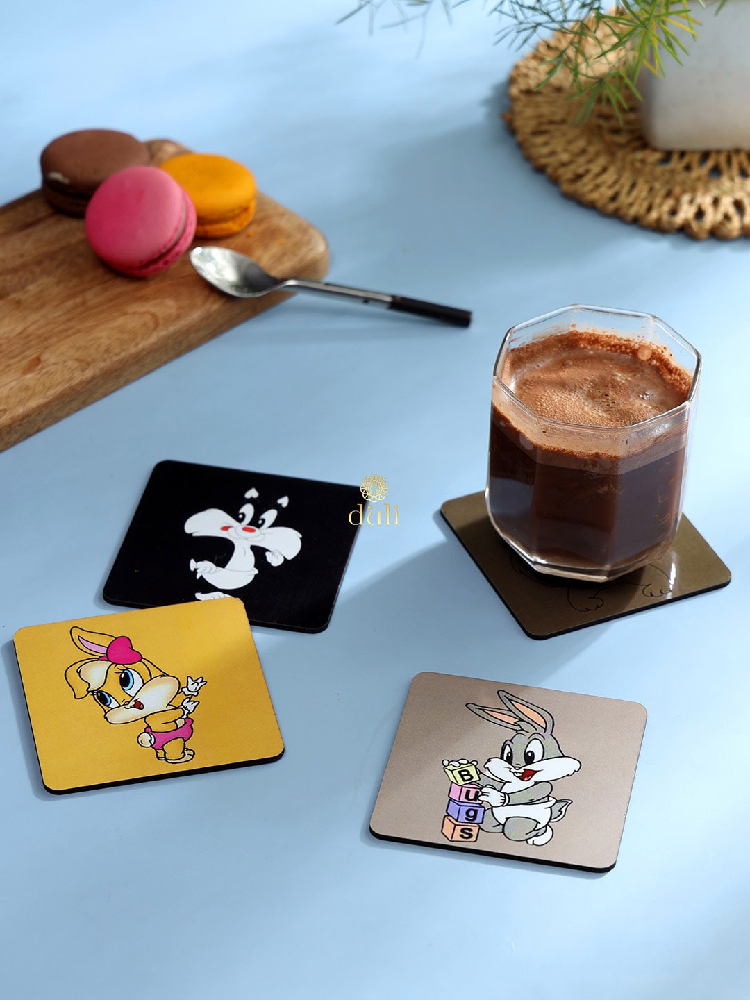 

DULI Black & Grey 4 Pieces Printed Coasters