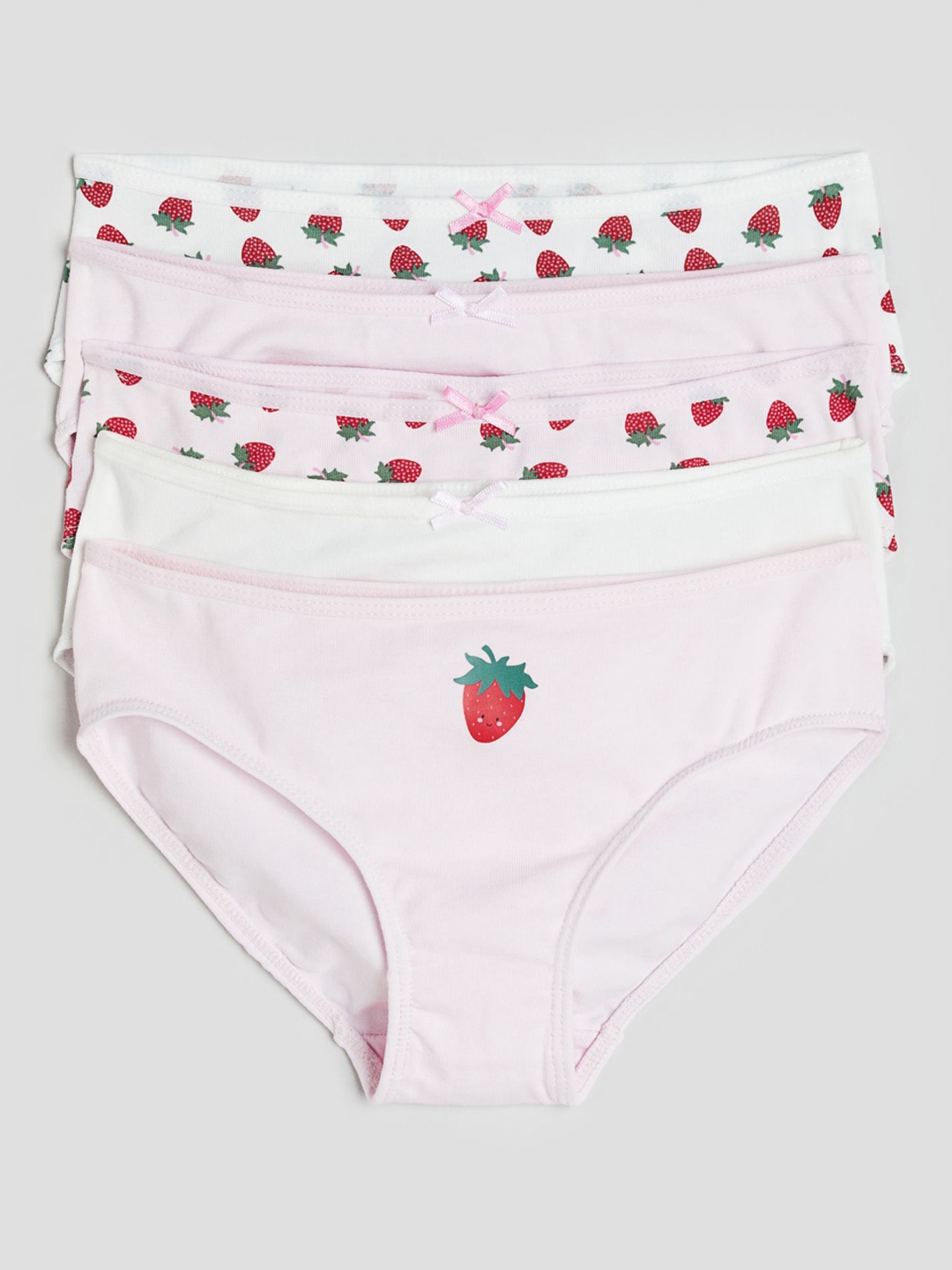 

H&M Pack Of 5 Printed Mid-Rise Cotton Hipster Briefs, Pink