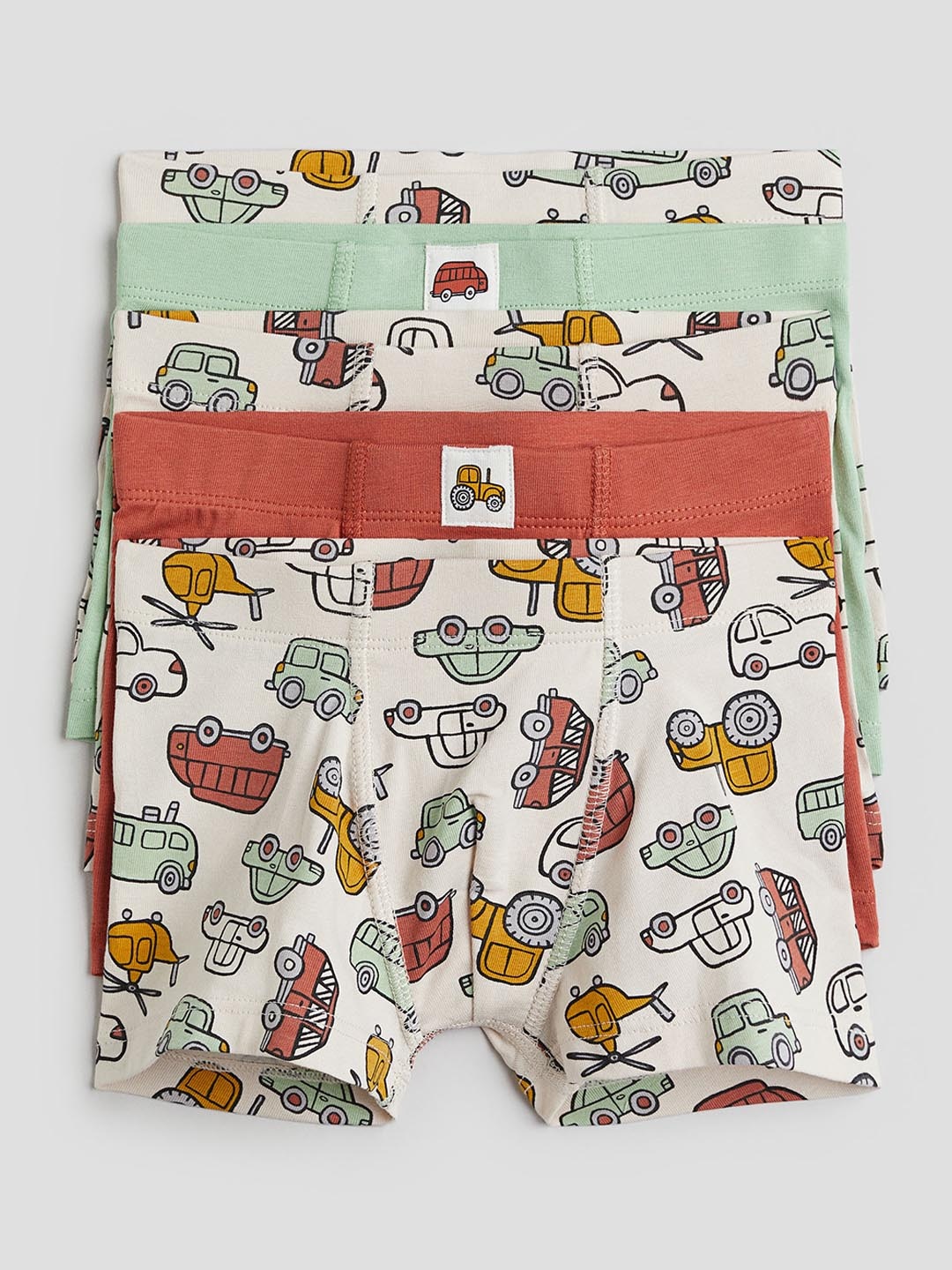 

H&M Boys Pack of 5 Printed Outer-Elastic Boxer Shorts, Beige
