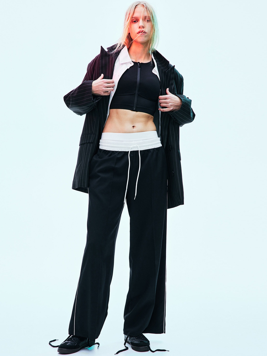 

H&M Wide Pull-On Trousers, Black