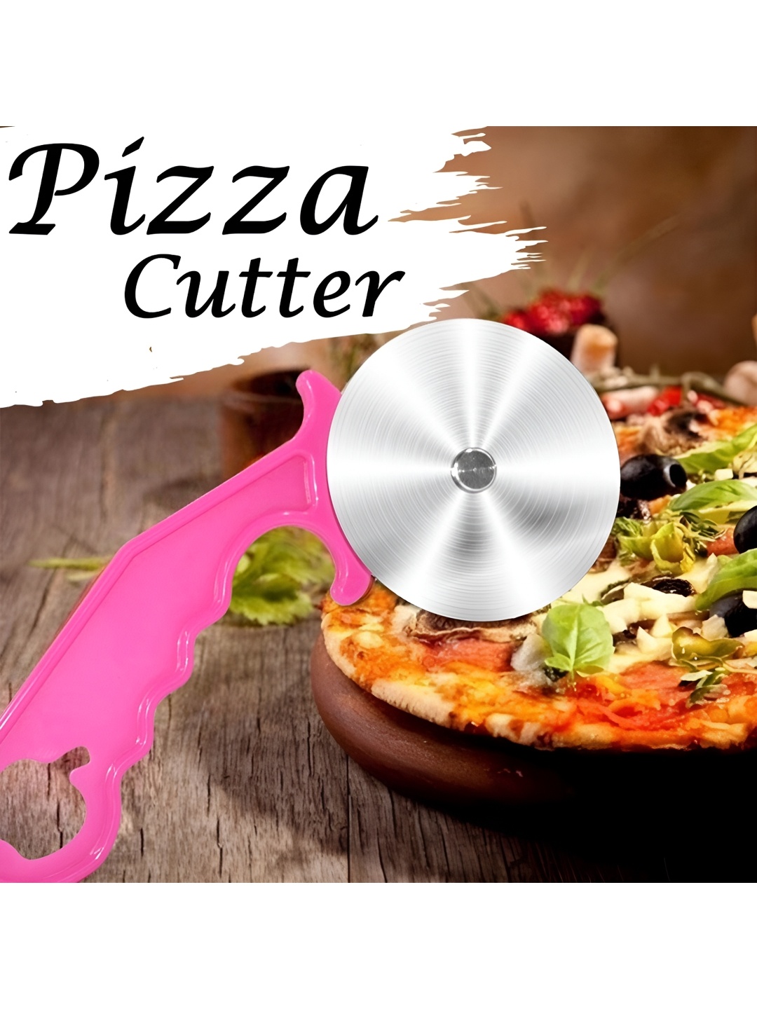 

WELLBERG Silver-Toned & Pink Stainless Steel Pizza Cutting Tool