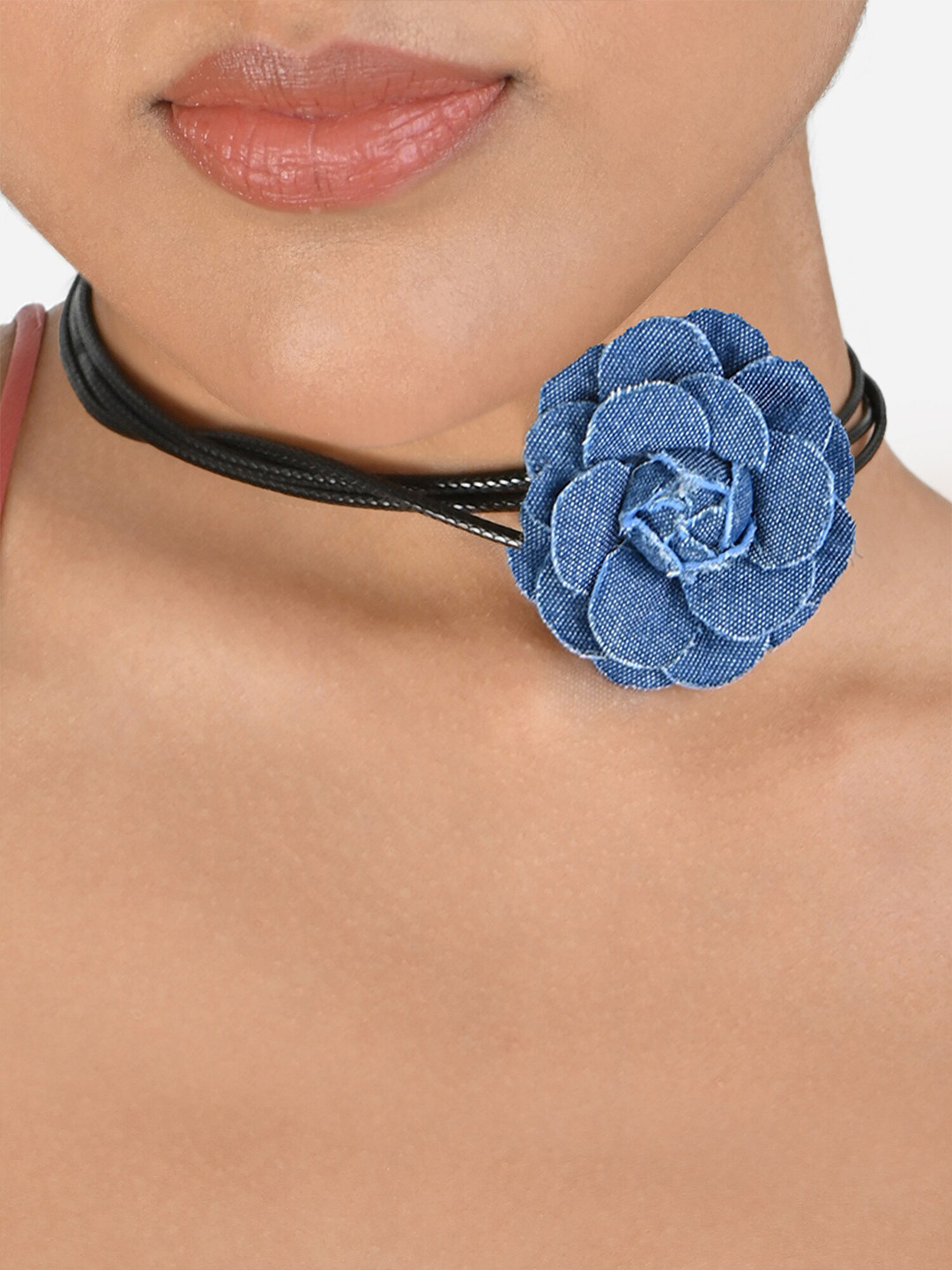 

ToniQ Flower Choker Necklace, Navy blue