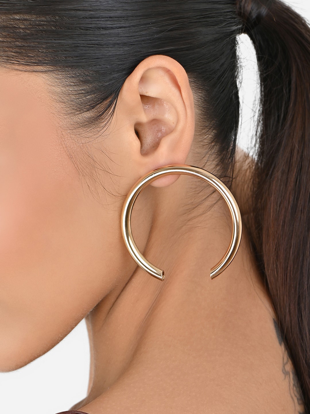 

ToniQ Gold-Plated Crescent Shaped Drop Earrings