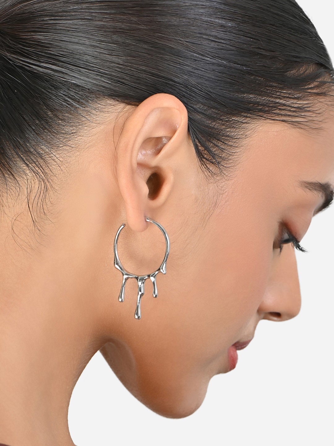 

ToniQ Silver-Plated Drip Style Hoop Earrings