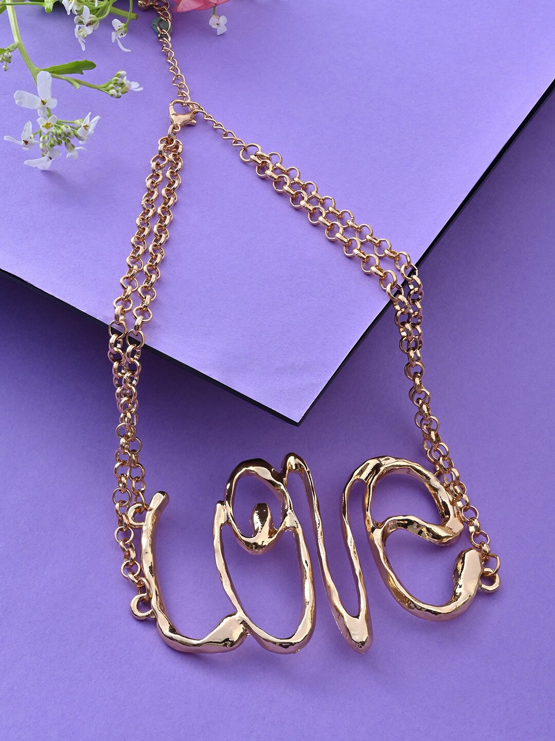 

ToniQ Gold-Plated Love Double Layered Necklace