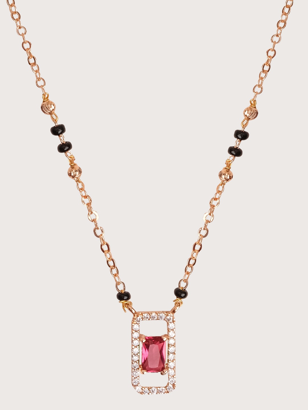 

XPNSV Gold-Plated Stone Studded & Beaded Mangalsutra