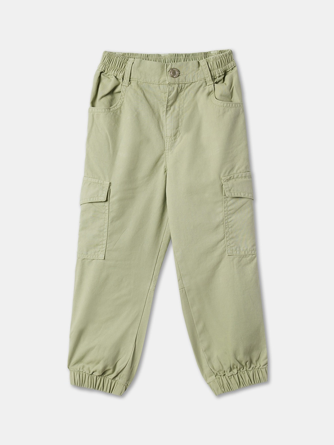 

R&B Girls Mid Rise Cotton Joggers, Olive
