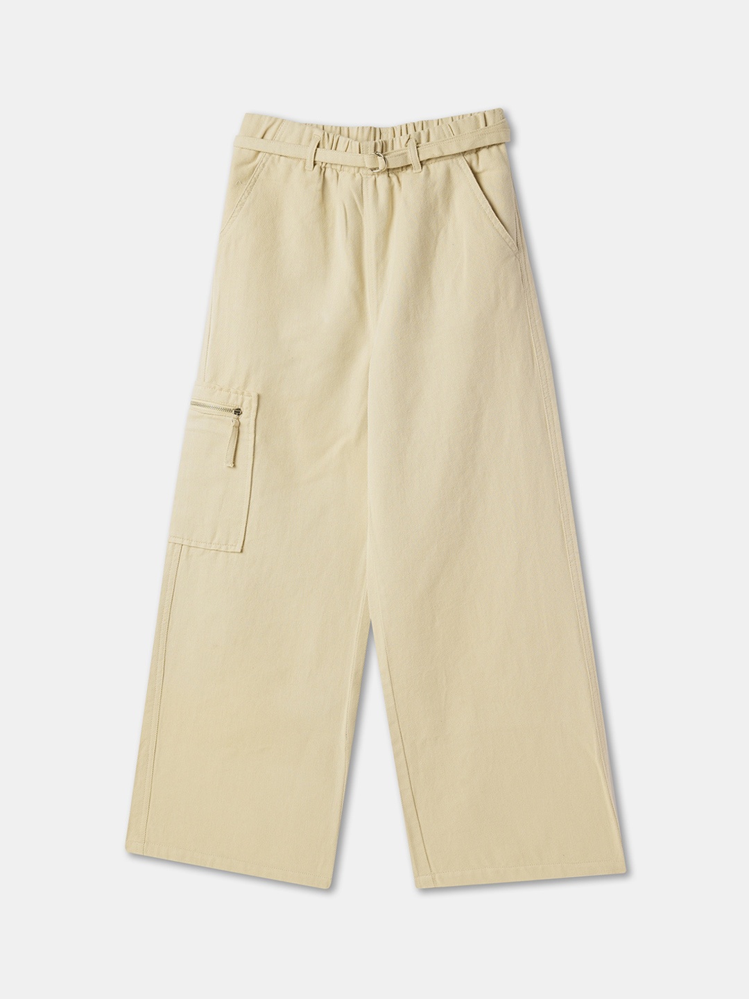 

R&B Girls Mid-Rise Cotton Cargos, Beige