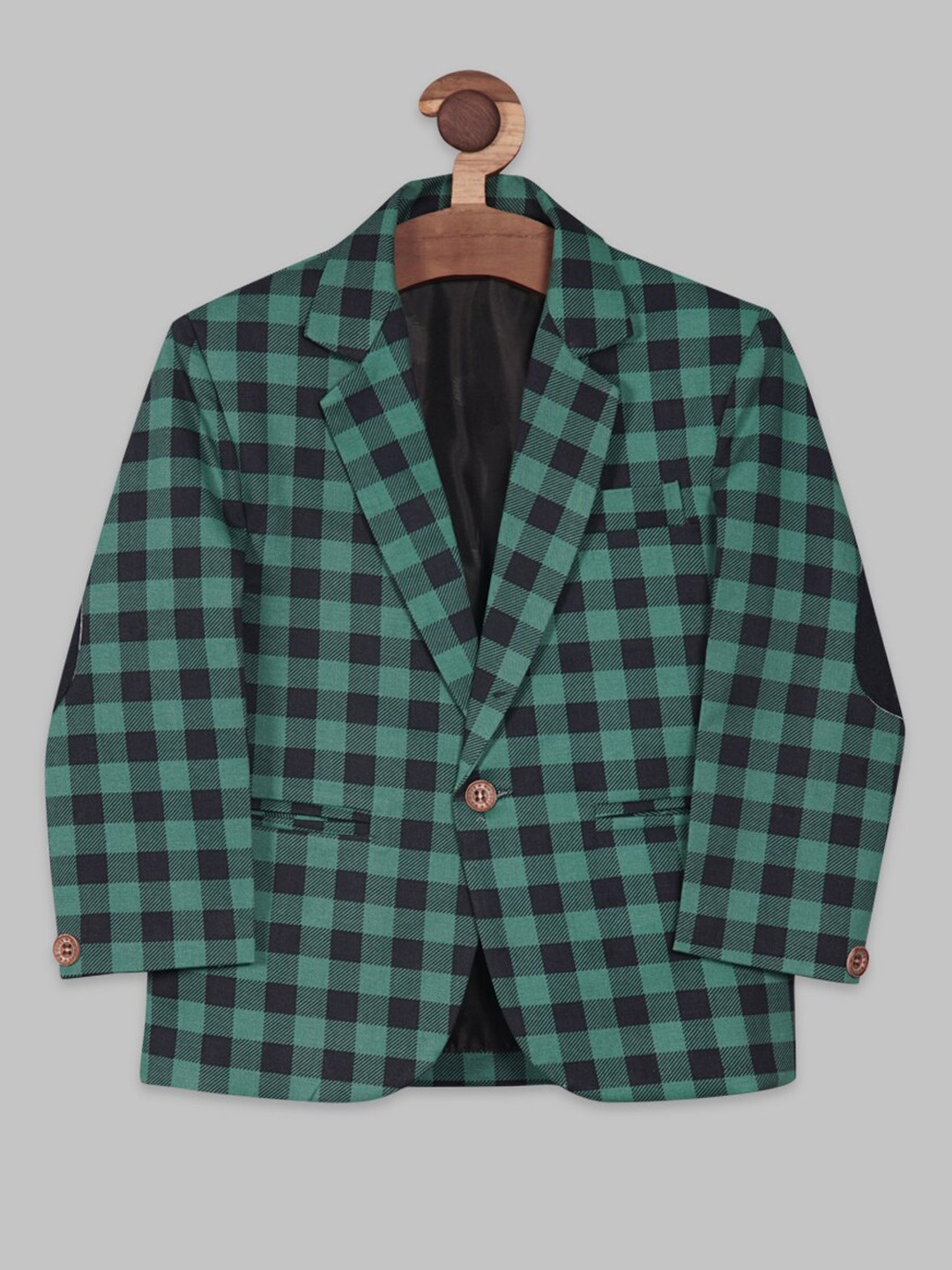 

BAESD Boys Tailored Fit Checked Single Breasted Blazer, Green