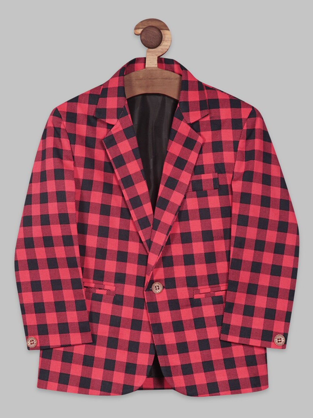 

BAESD Boys Tailored Fit Checked Single Breasted Blazer, Pink