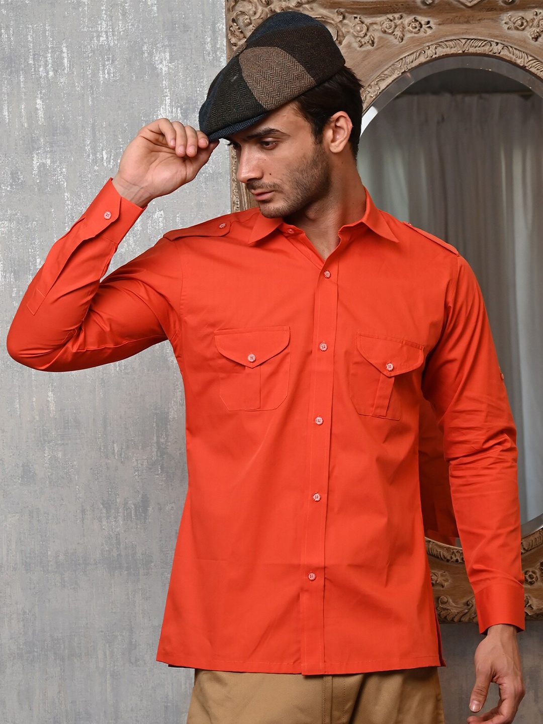 

ODETTE Standard Cotton Casual Shirt, Orange