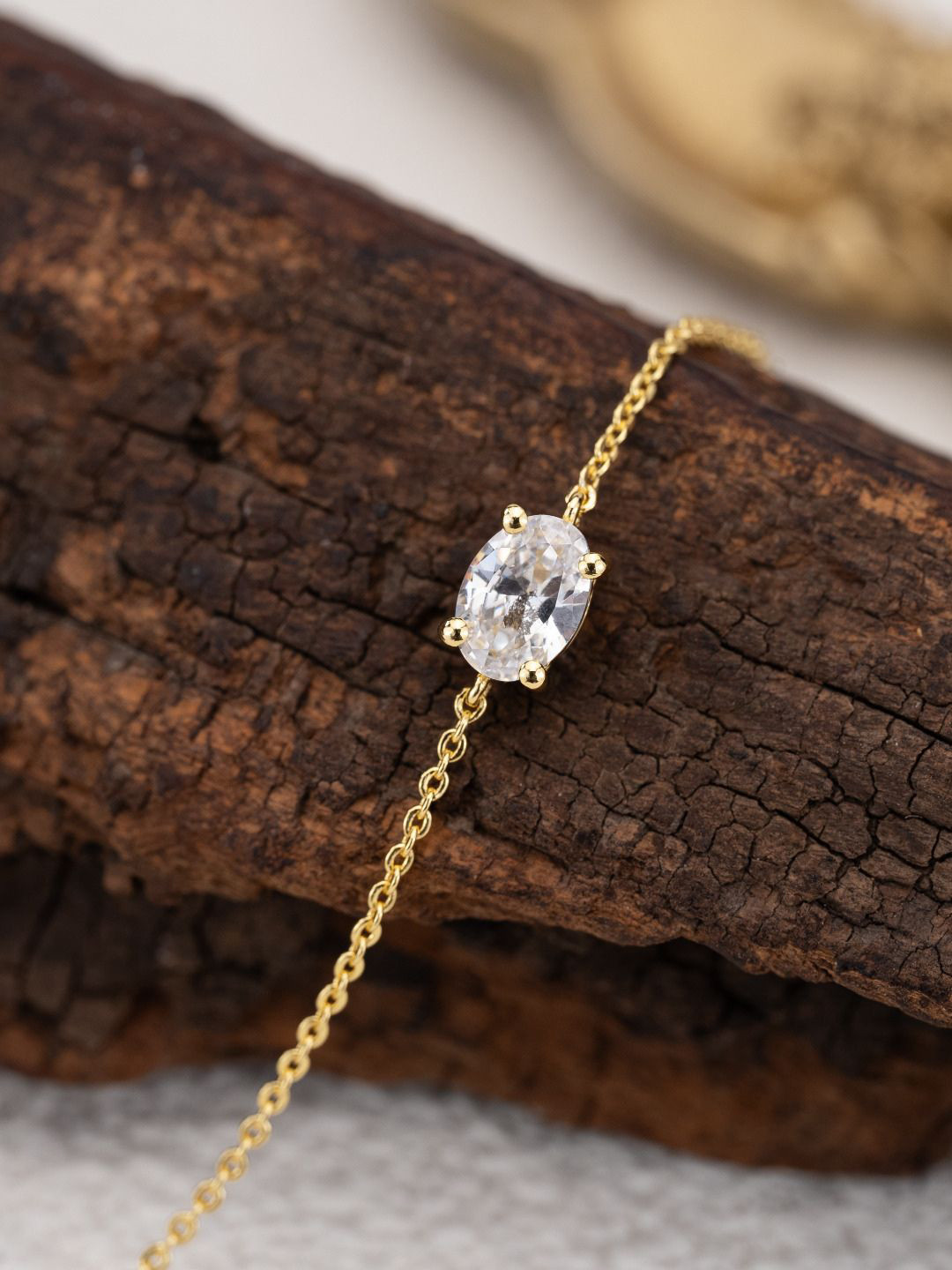 

MISS JO Women 92.5 Sterling Silver Gold-Plated-Plated Stones-Studded Link Bracelet