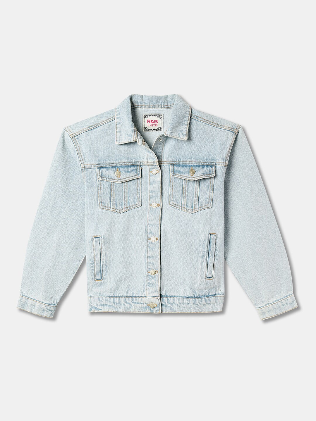 

R&B Girls Long Sleeves Cotton Denim Jacket, Blue