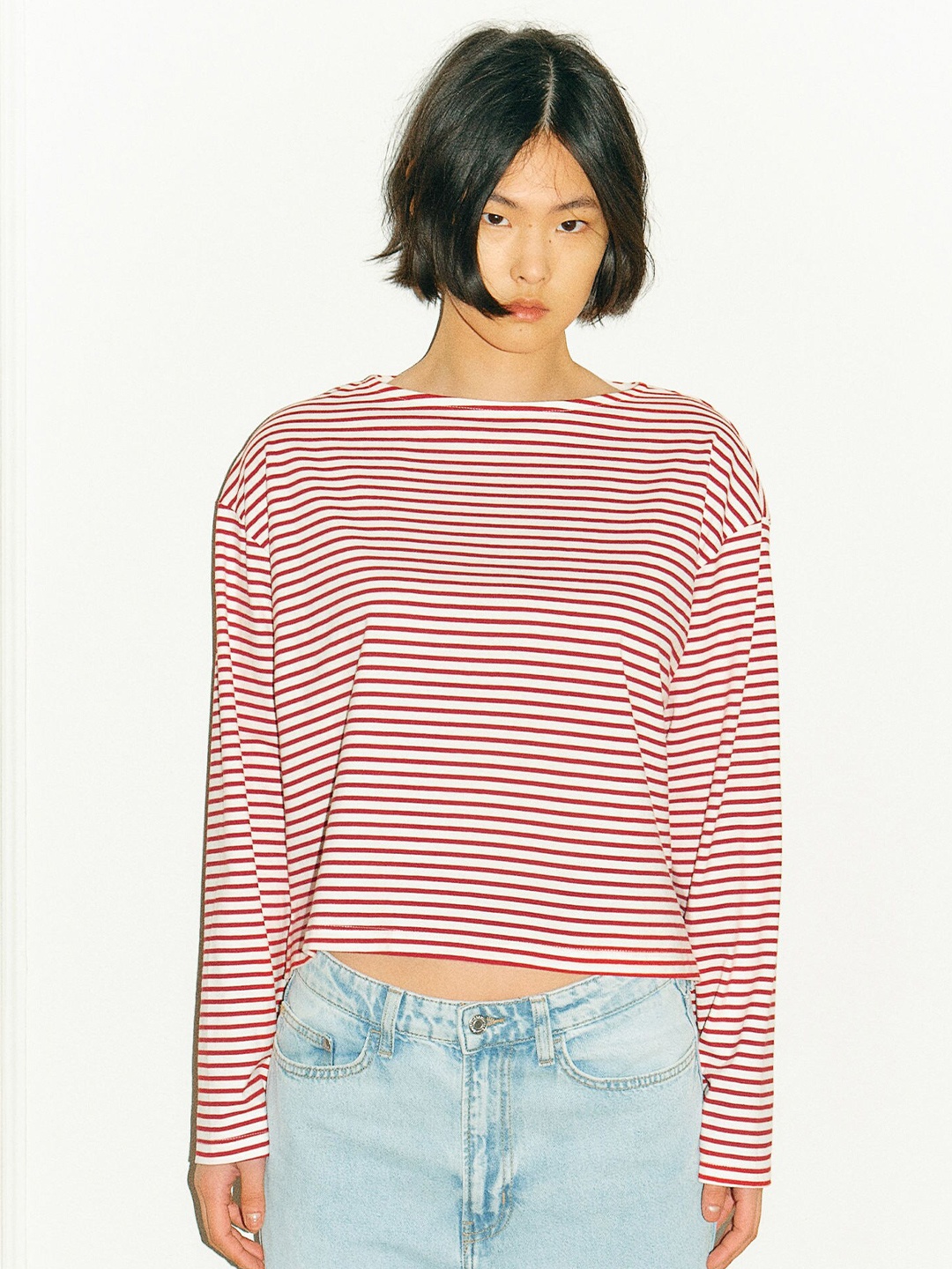 

H&M Oversized Boat-Neck Top, Red