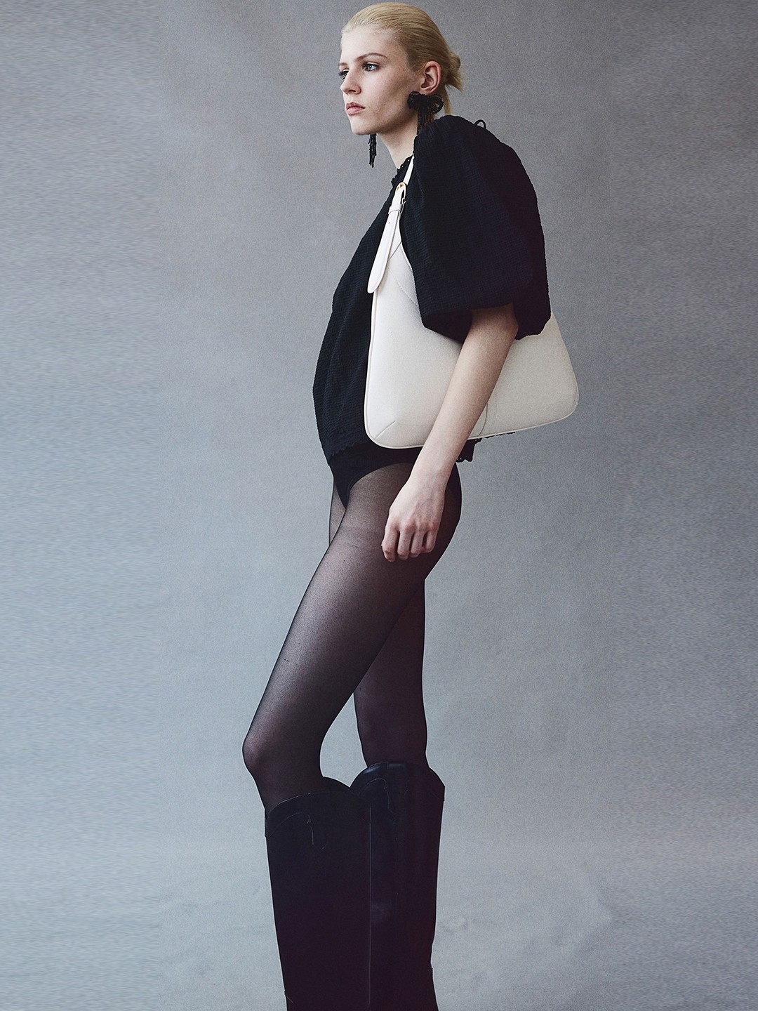 

H&M Broderie Anglaise Puff-Sleeved Blouse, Black