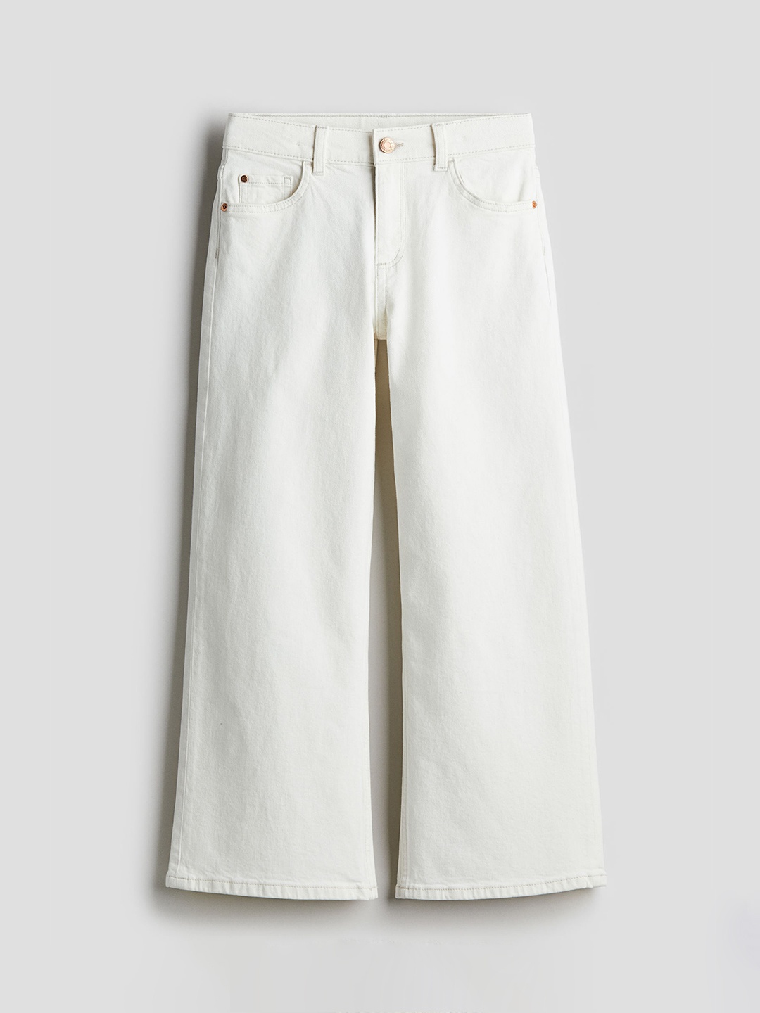 

H&M Girls Loose Fit Wide Leg Jeans, Off white