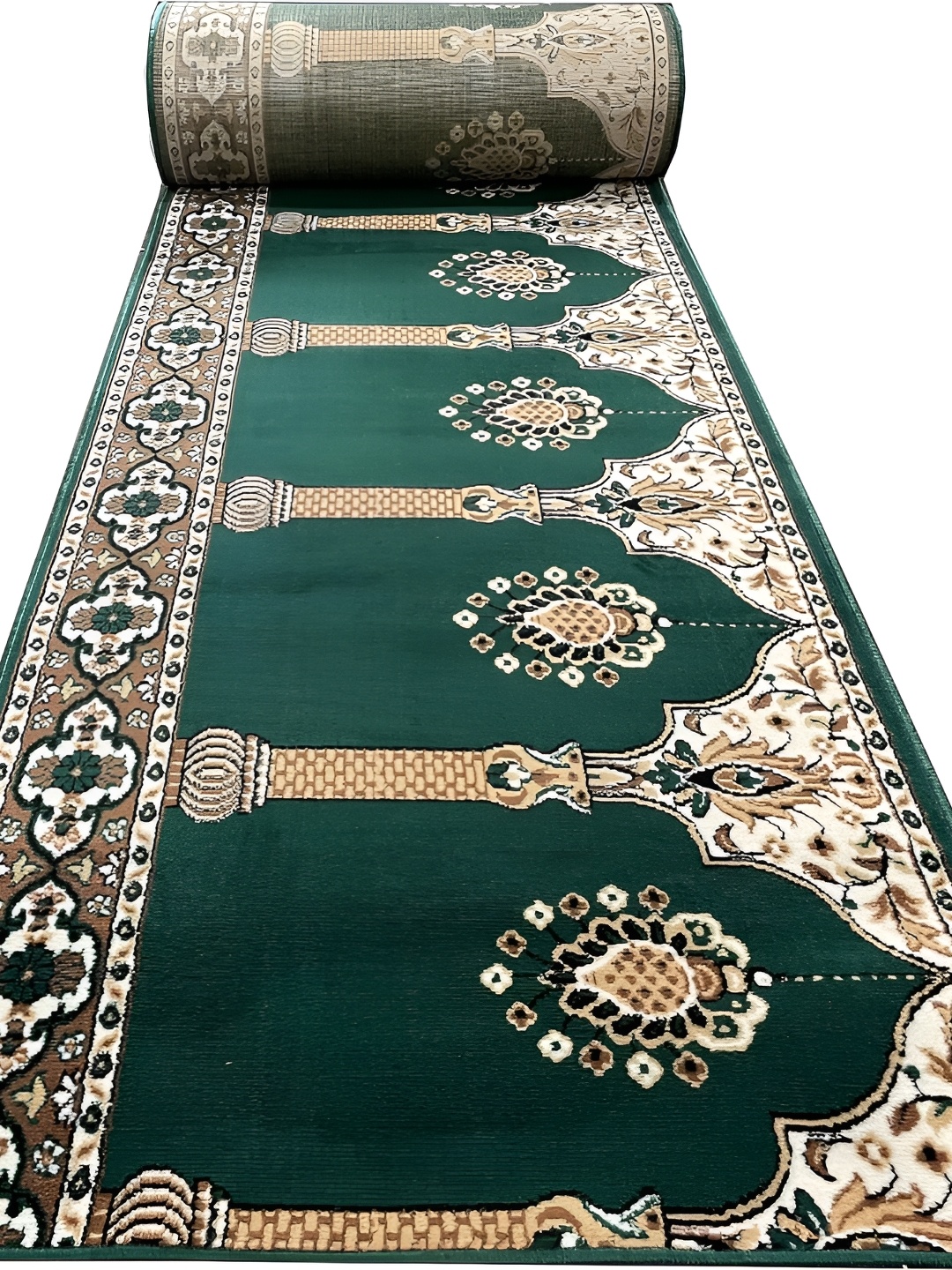 Asad Emporium Rugs Green Floral Anti-Skid Mosque Carpet