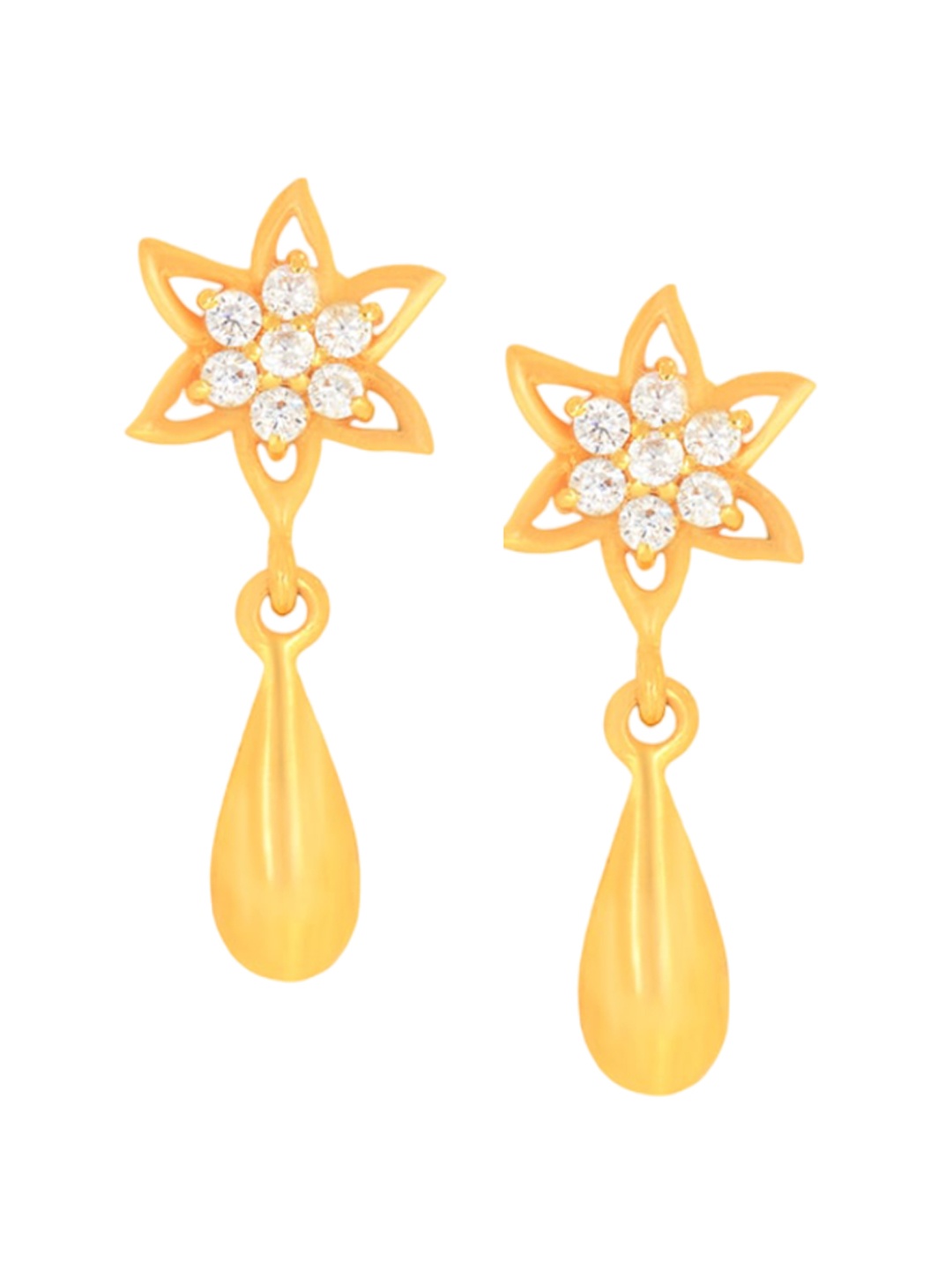 

BHIMA 22K Hallmark 916 Purity Yellow Gold Floral Stone Drop