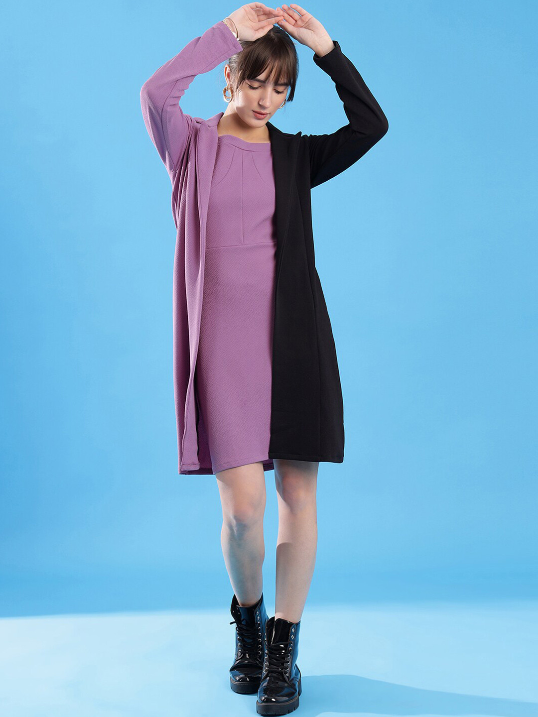 

Selvia Sleeveless Sheath Dress With Colourblocked Blazer, Lavender
