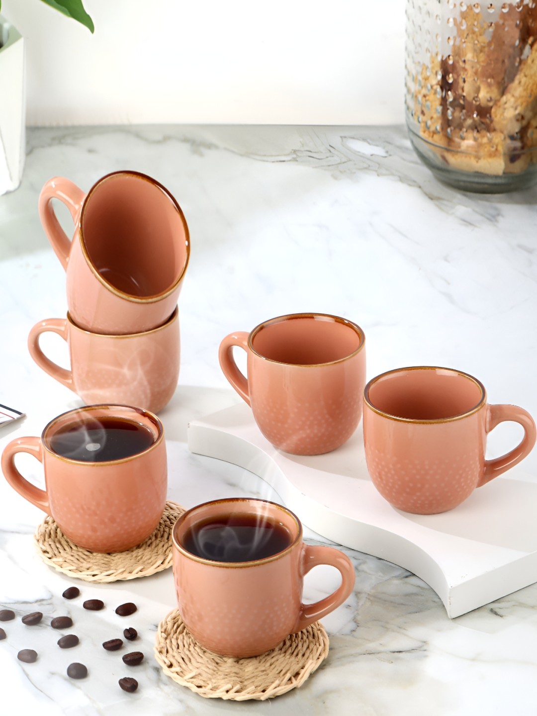 

Cello Set of 6 Orange Microwave & Dishwasher Safe Ceramic Tea Mug -180ml