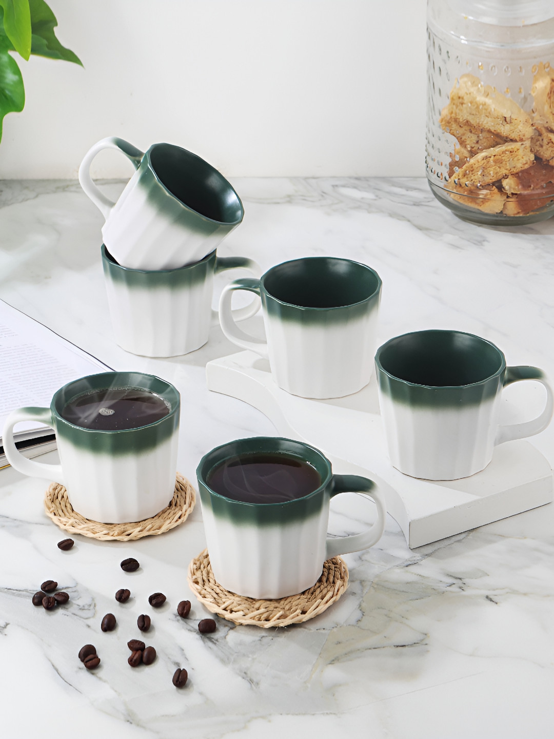 

Cello Set of 6 Green Medium Ceramic Tea or Coffee Mug - 200ml