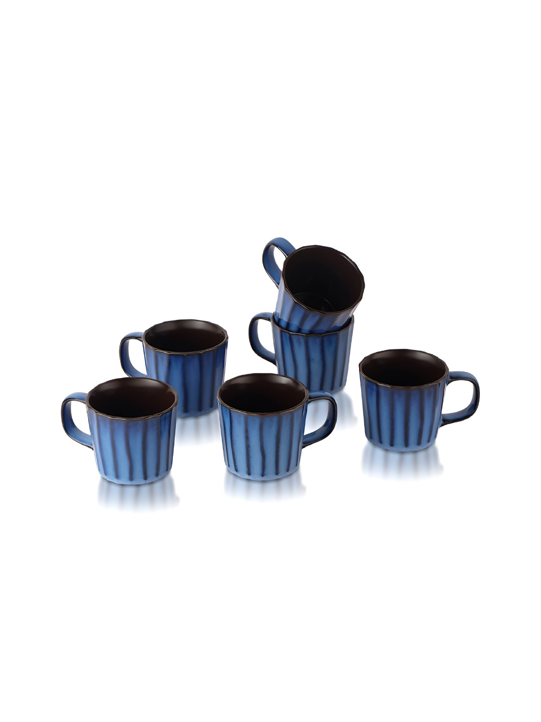 

Cello Navy Blue 6 Pcs Textured Ceramic Glossy Mugs 200 ml