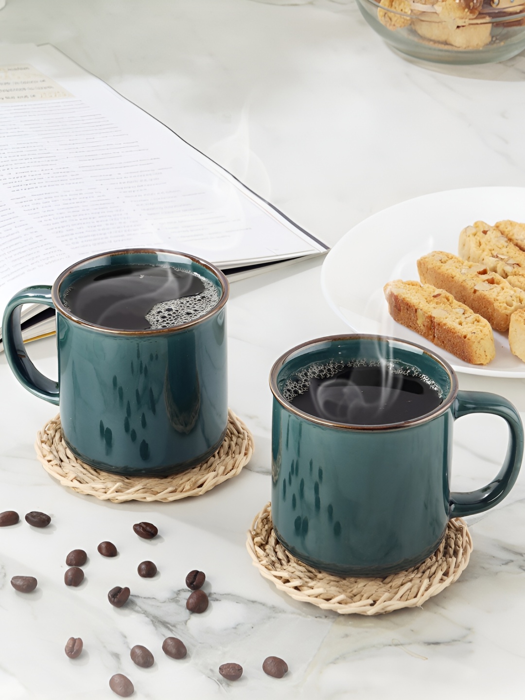 

Cello Navy Blue & Brown 2 Pcs Ceramic Glossy Mugs 240 ml
