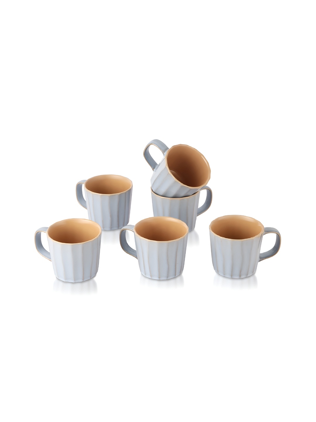 

Cello Blue & Brown 6 Pcs Textured Ceramic Glossy Mugs 200 ml