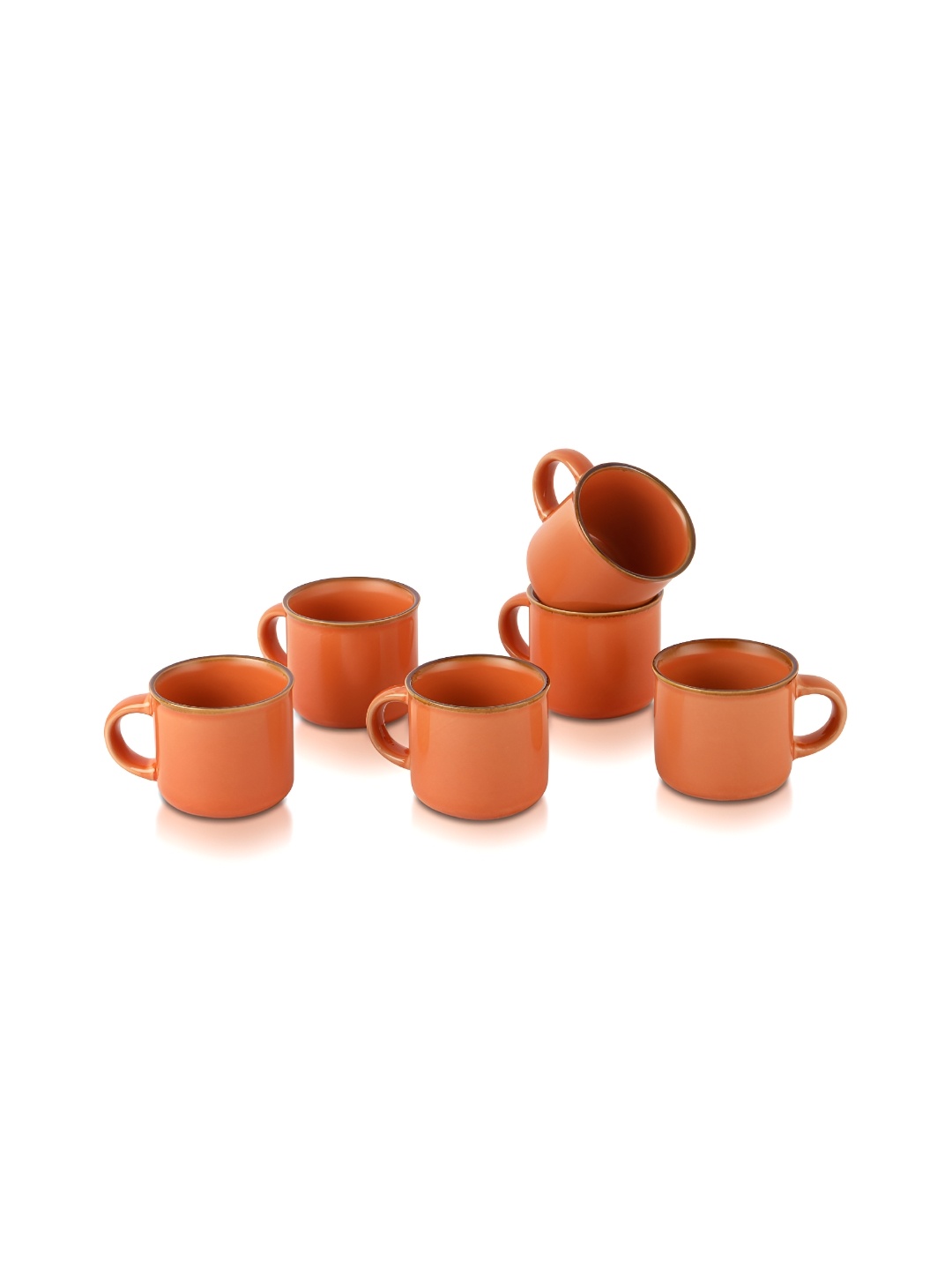 

Cello Set of 6 Orange Small Ceramic Tea or Coffee Mug Set- 90ml