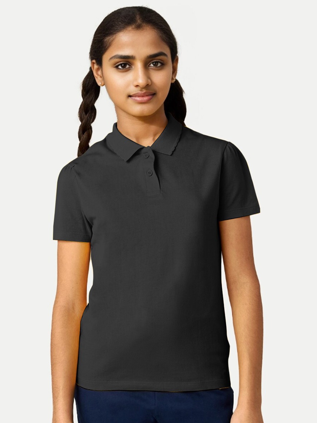 

BAESD Girls Polo Collar Short Sleeves T-shirt, Black