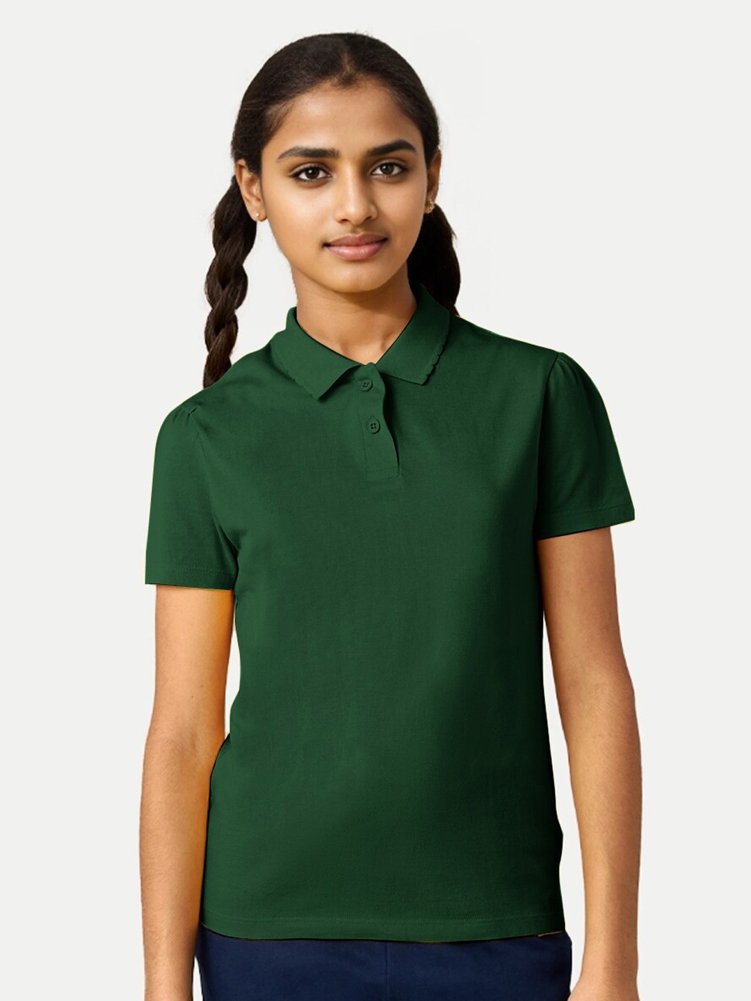 

BAESD Girls Polo Collar T-shirt, Green