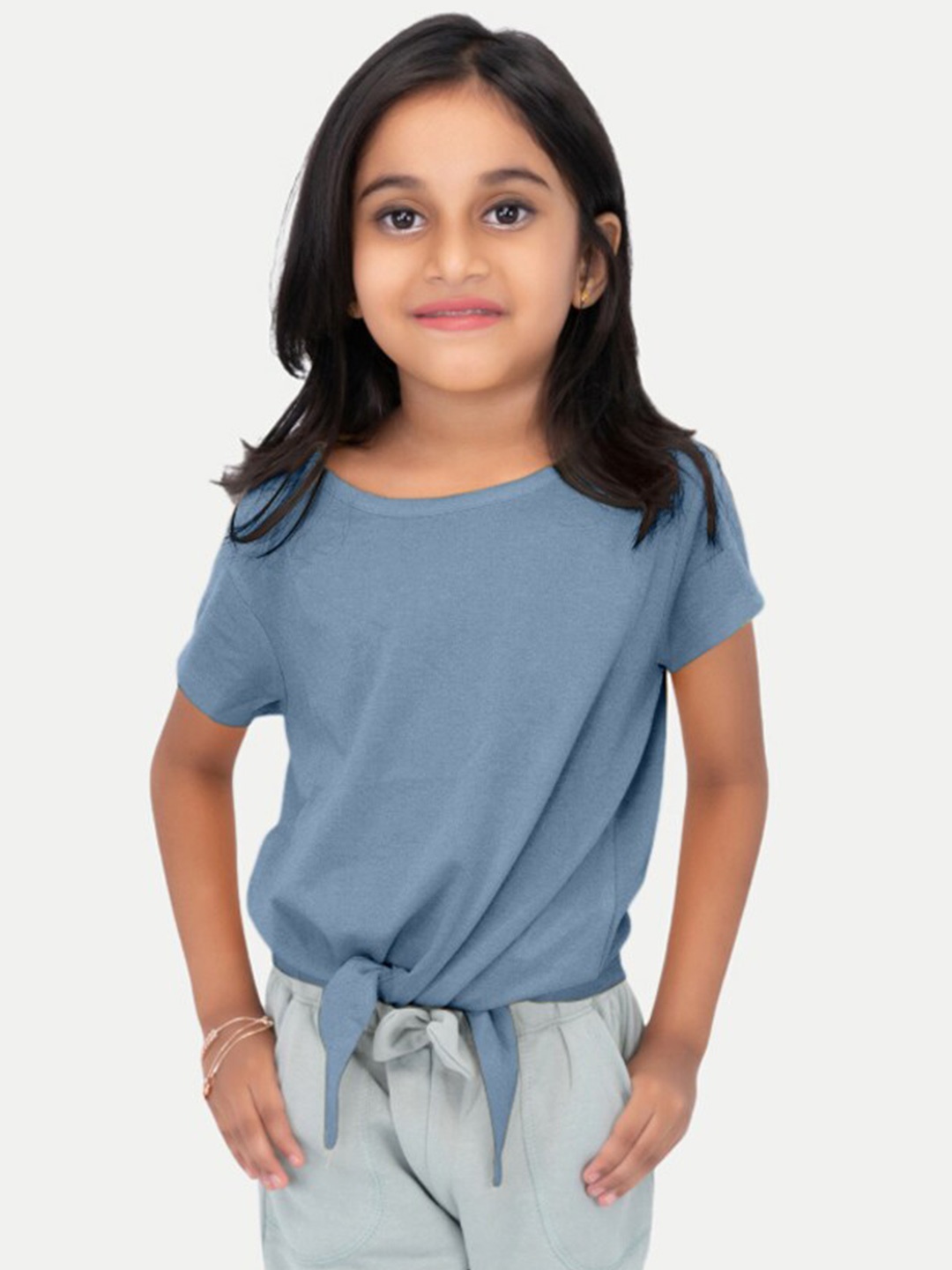 

BAESD Girls Round Neck Short Sleeves Regular T-shirt, Blue