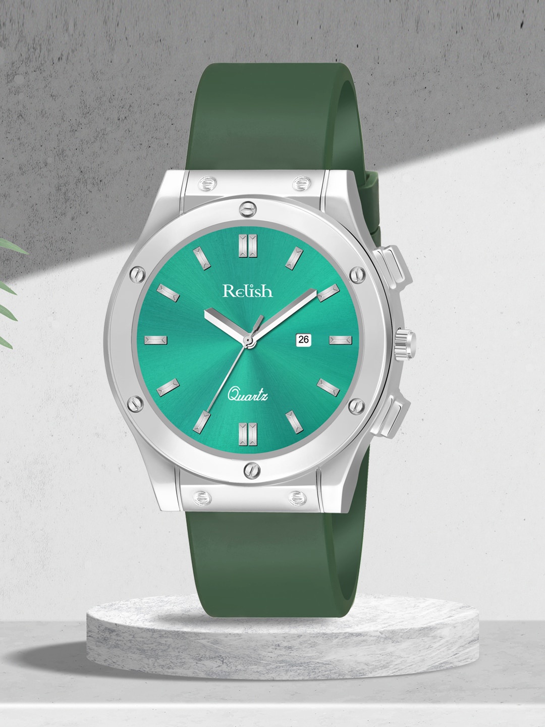 

Relish Men Embellished Dial & Straps Analogue Watch RE-NSSW502, Green