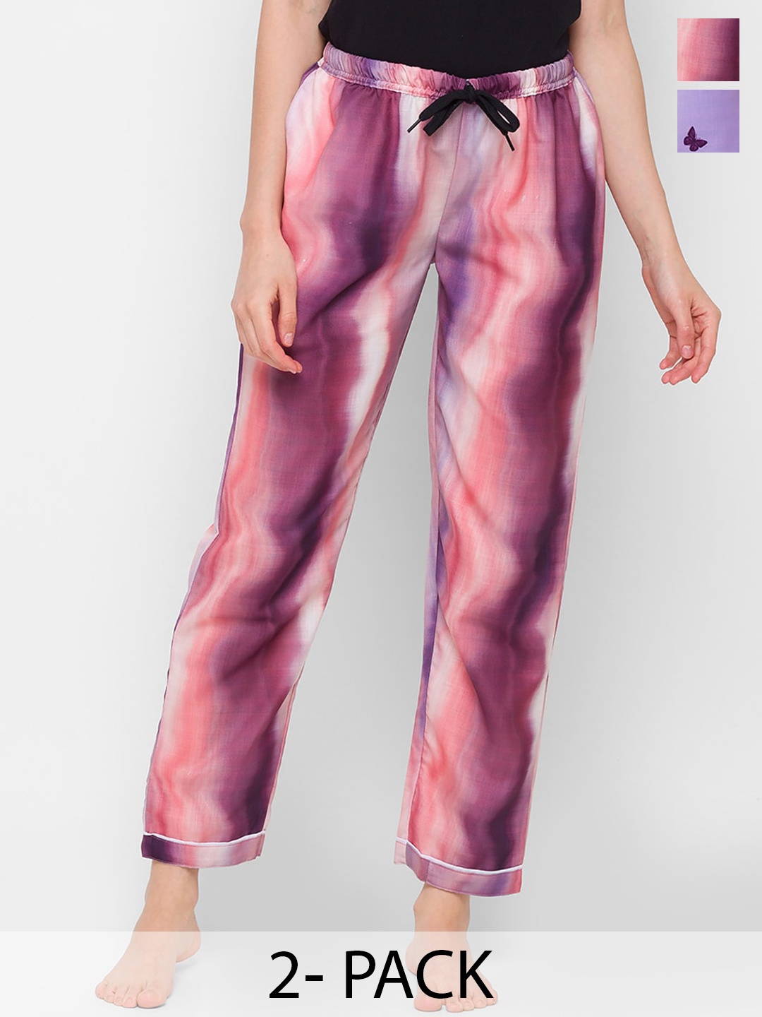 

NOIRA Women Pack Of 2 Printed Lounge Pants, Pink