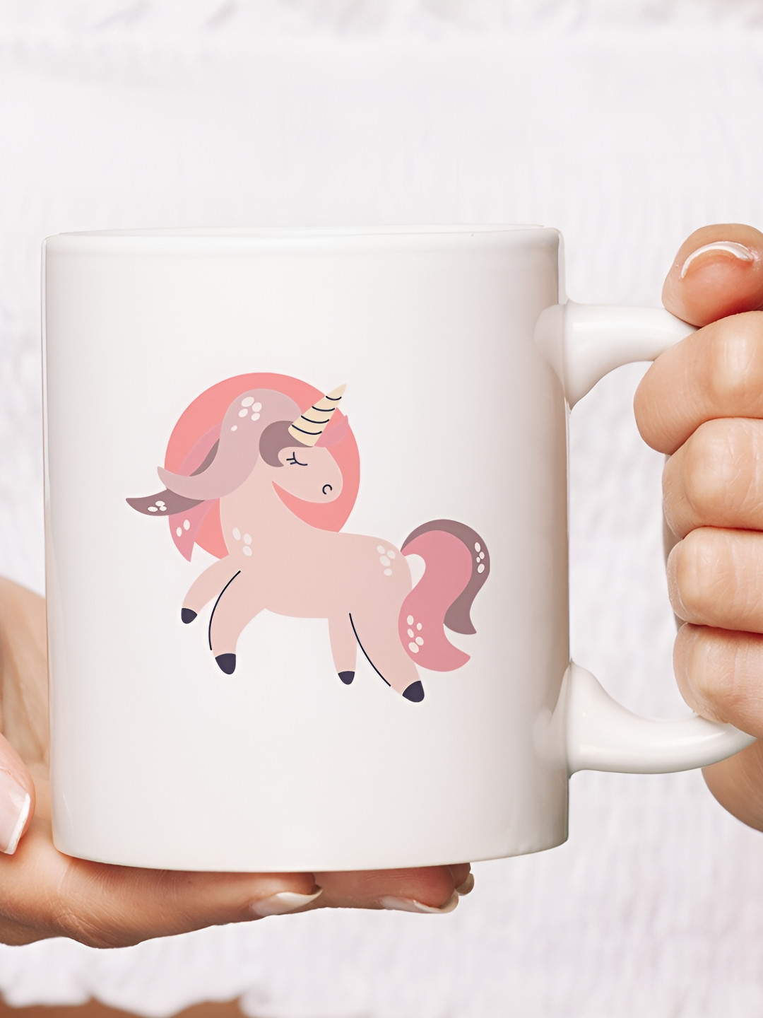 

The Decor Lane White & Pink Printed Ceramic Glossy Mug 325ml