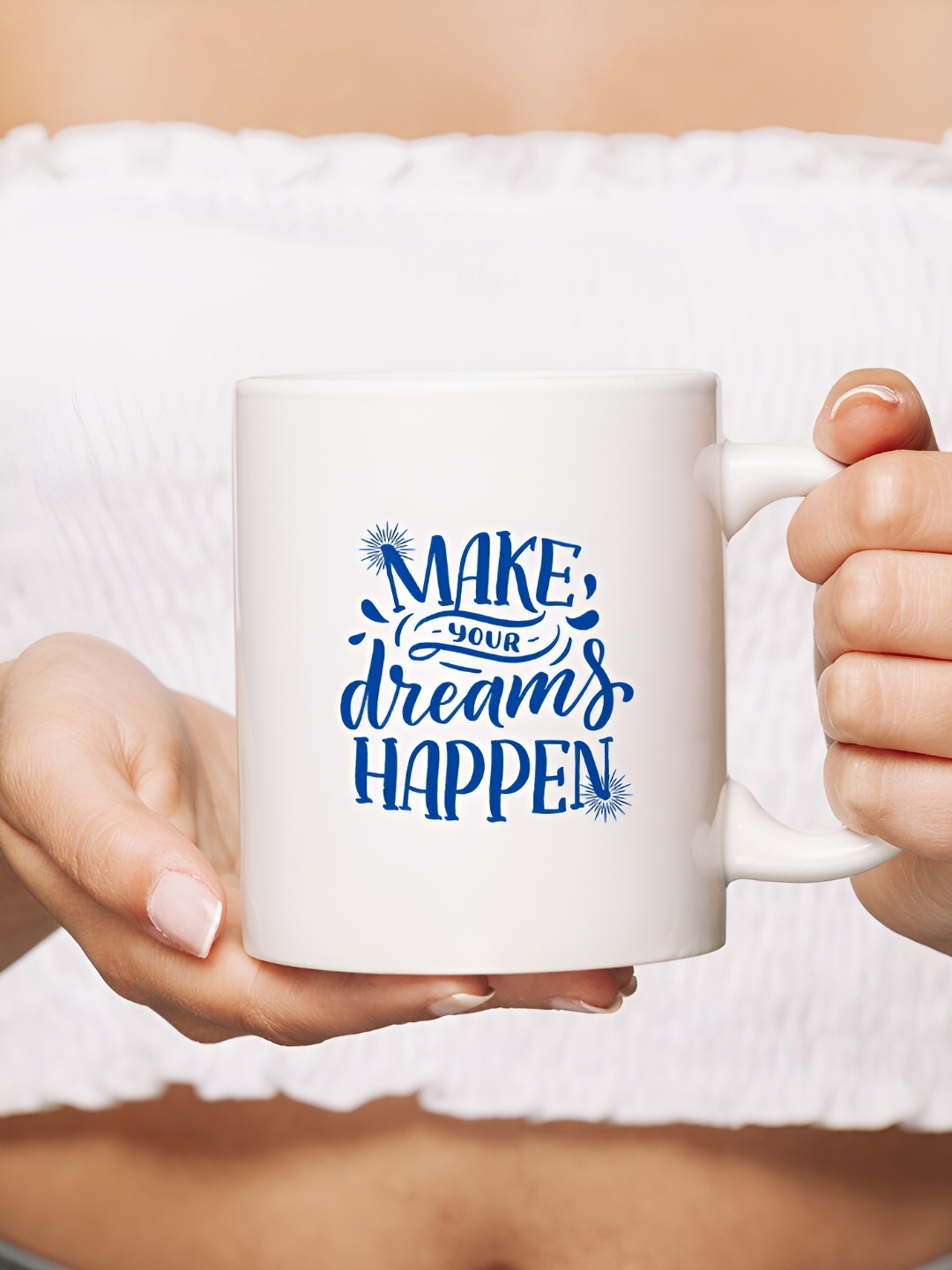 

The Decor Lane White & Blue Printed Ceramic Glossy Mug 325ml
