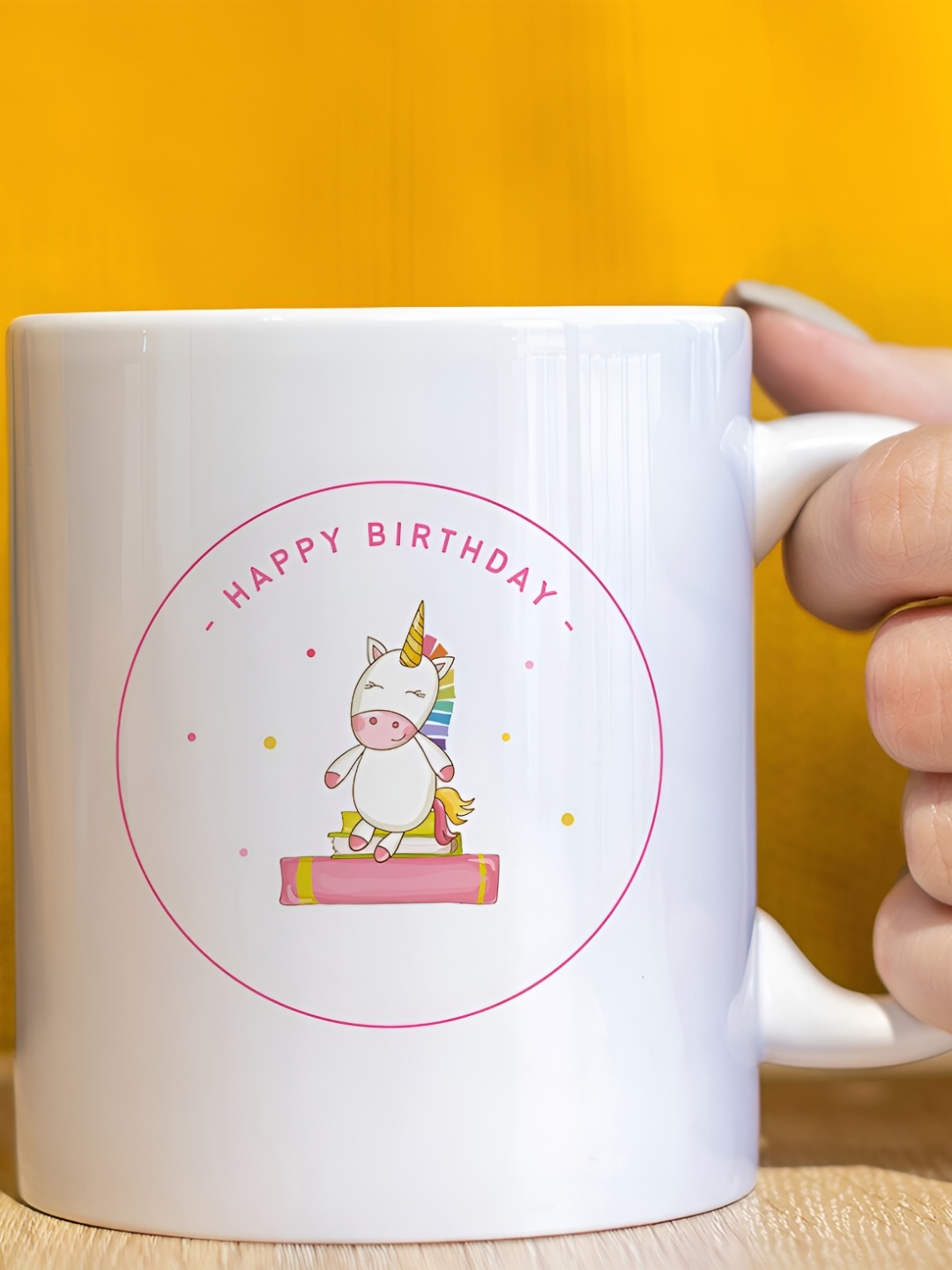 

The Decor Lane White & Pink Printed Ceramic Glossy Mug 325 ml