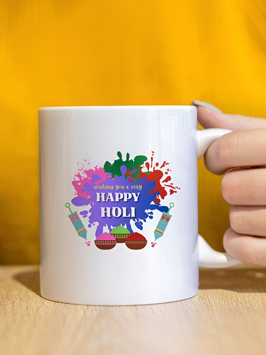 

The Decor Lane White & Purple Printed Microwave Safe Ceramic Glossy Finish Mug 325 ml