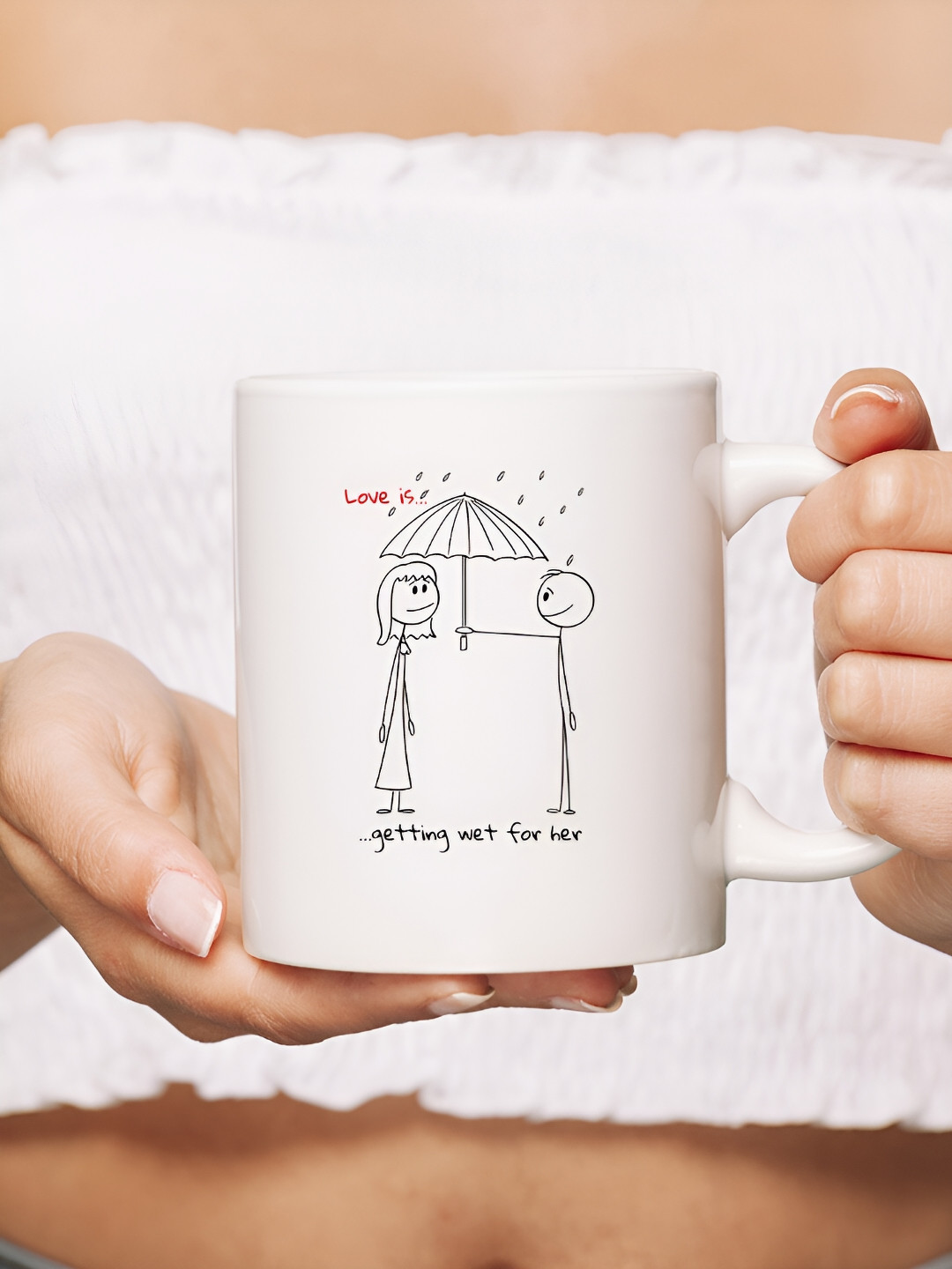 

The Decor Lane White & Black Printed Microwave Safe Ceramic Glossy Finish Mug 325 ml