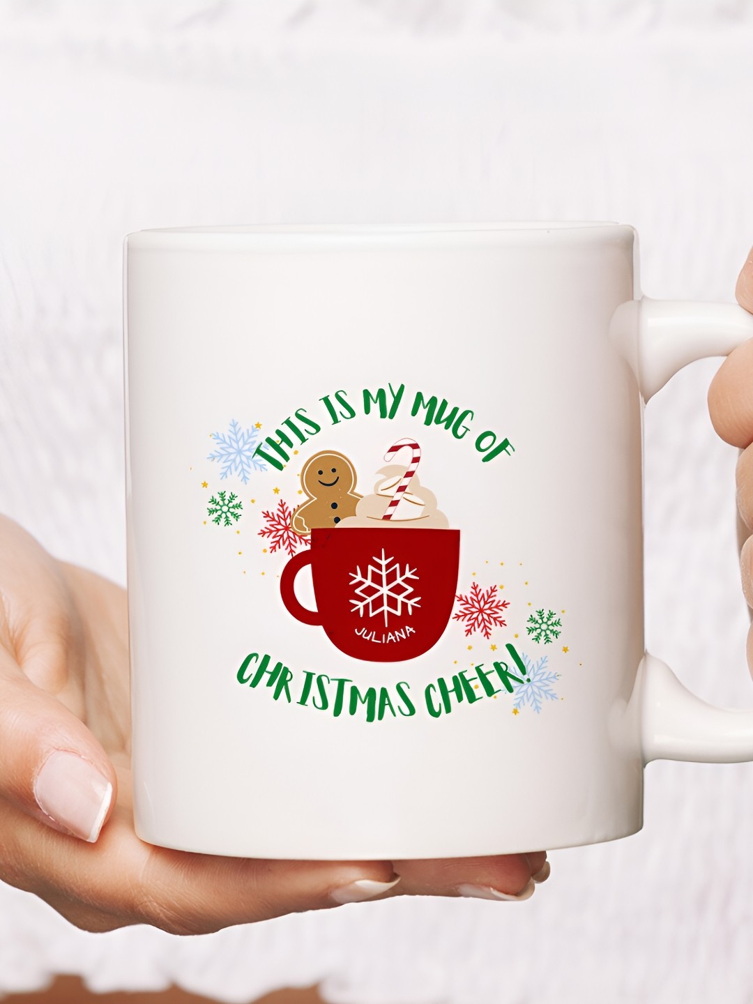 

The Decor Lane White & Green Printed Microwave Safe Ceramic Glossy Finish Mug 325 ml