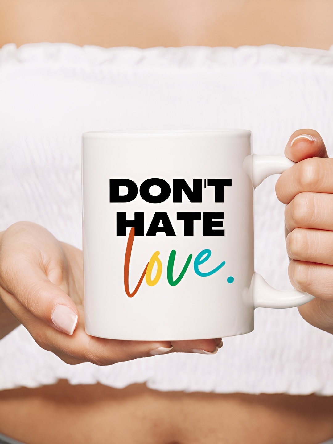 

The Decor Lane White & Black Printed Microwave Safe Ceramic Glossy Finish Mug 325 ml