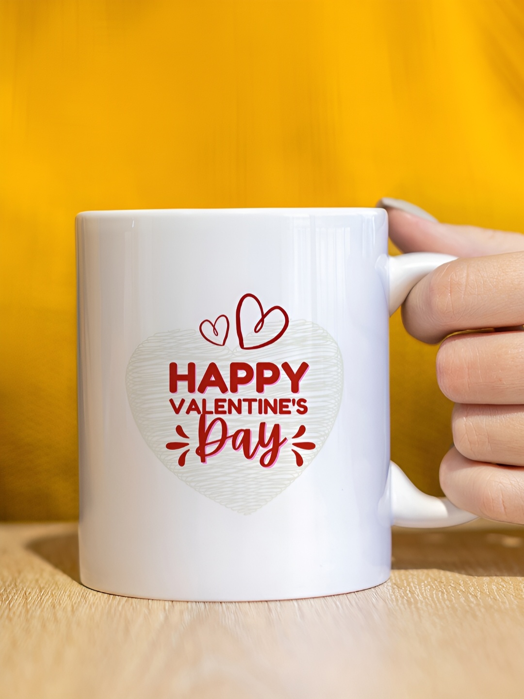 

The Decor Lane White & Red Printed Microwave Safe Ceramic Glossy Finish Mug 325 ml
