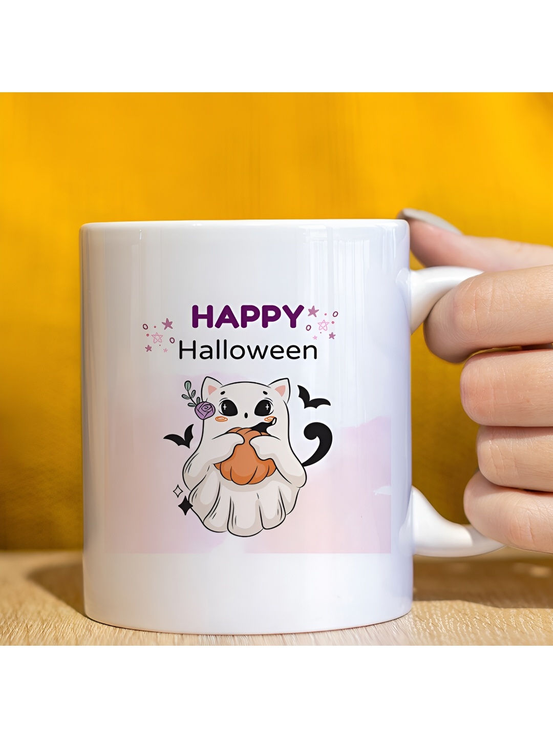 

The Decor Lane White & Black Printed Microwave Safe Ceramic Glossy Finish Mug 325 ml