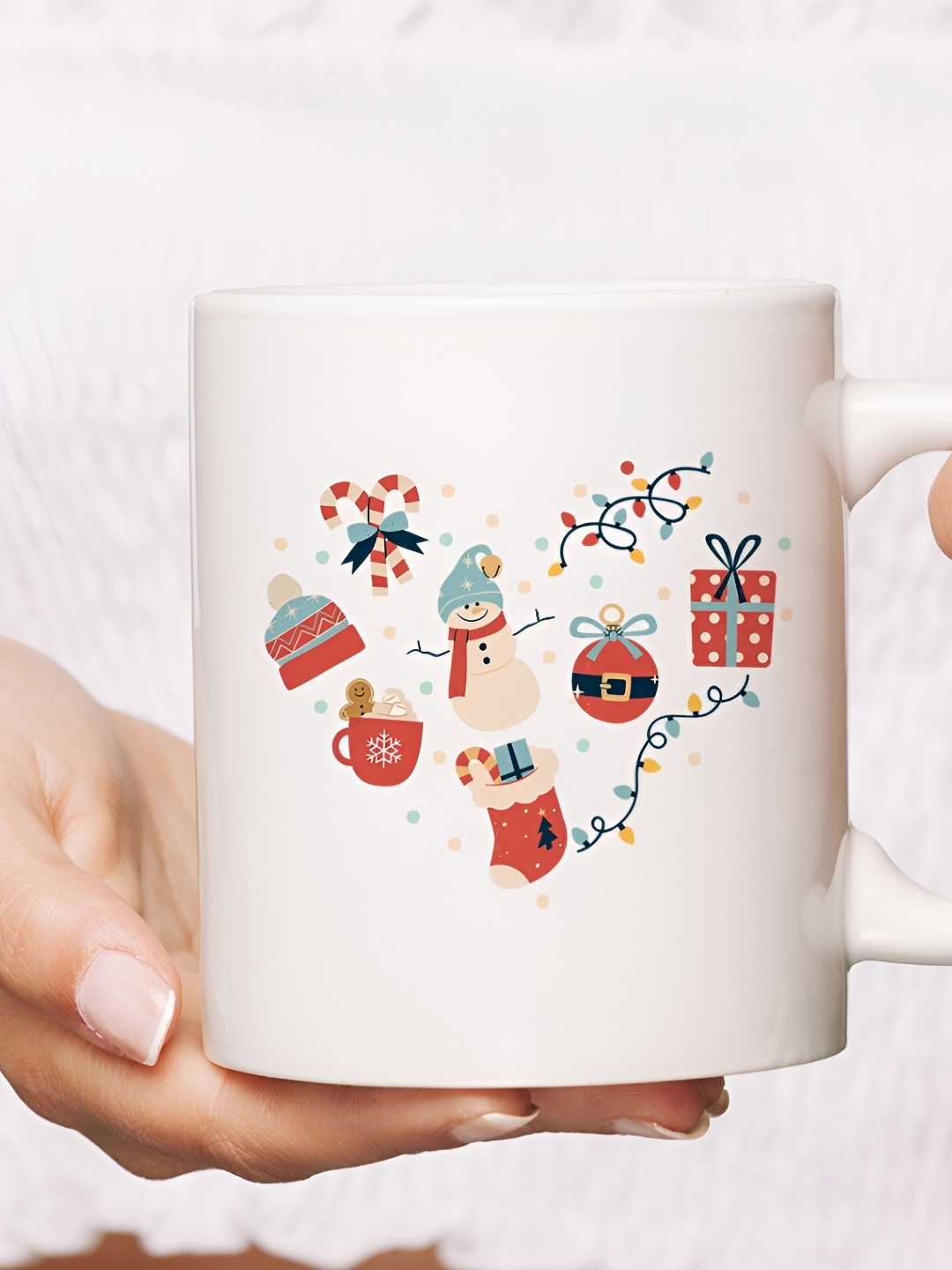 

The Decor Lane White & Red Printed Microwave Safe Ceramic Glossy Finish Mug 325 ml