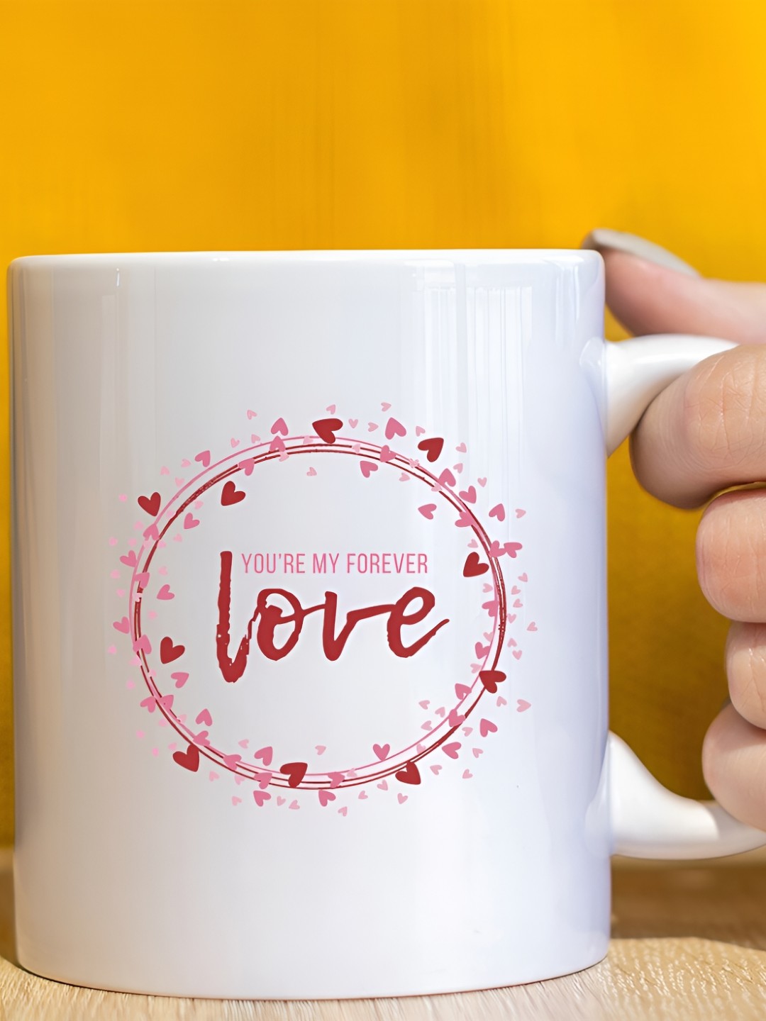 

The Decor Lane White & Red Printed Microwave Safe Ceramic Glossy Finish Mug 325 ml